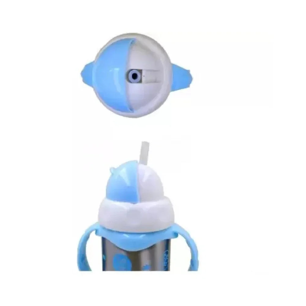 240ml Silver Blue Stainless Steel Baby Bottle