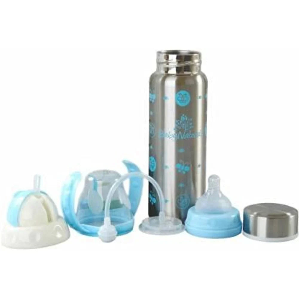 240ml Silver Blue Stainless Steel Baby Bottle