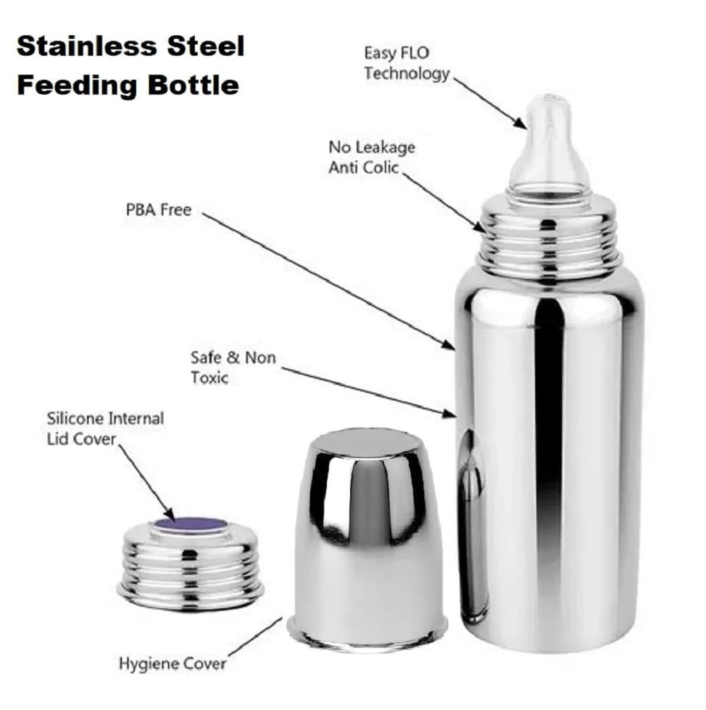 Silver Metal Baby Feeding Bottle