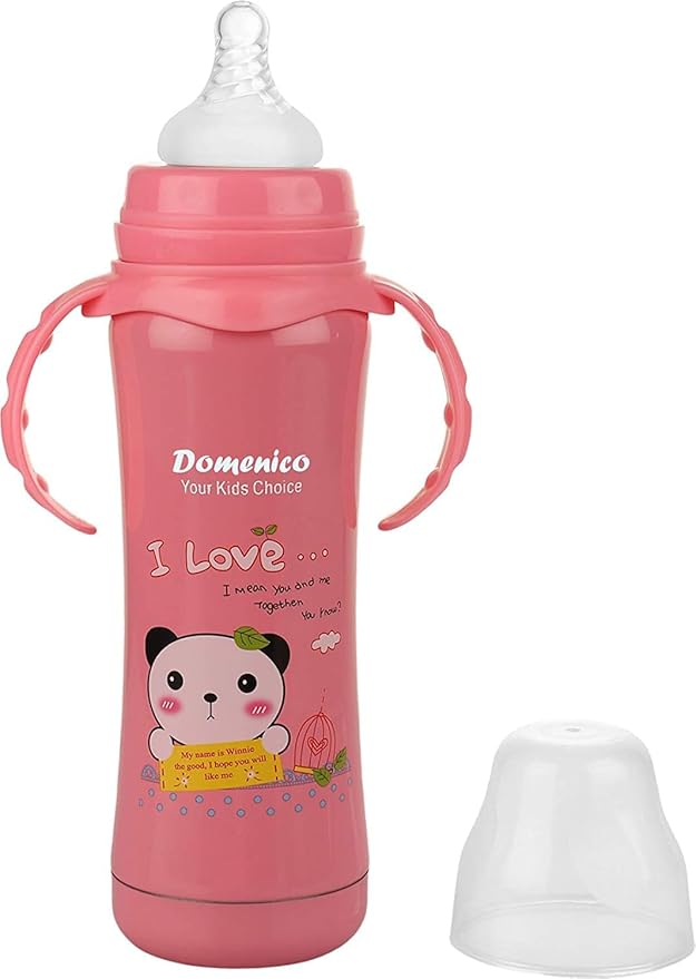 240ml Dark Pink & Blue Stainless Steel Baby Feeding Bottle