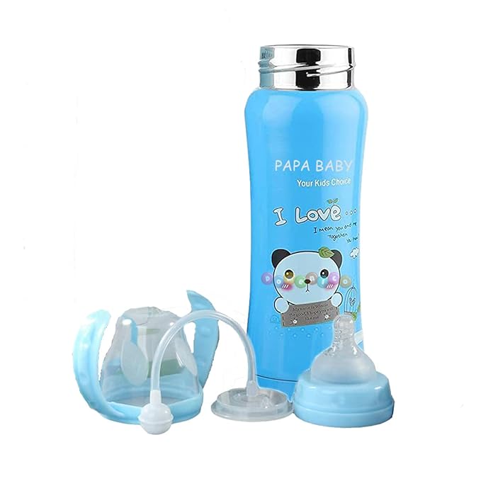 240ml Dark Pink & Blue Stainless Steel Baby Feeding Bottle