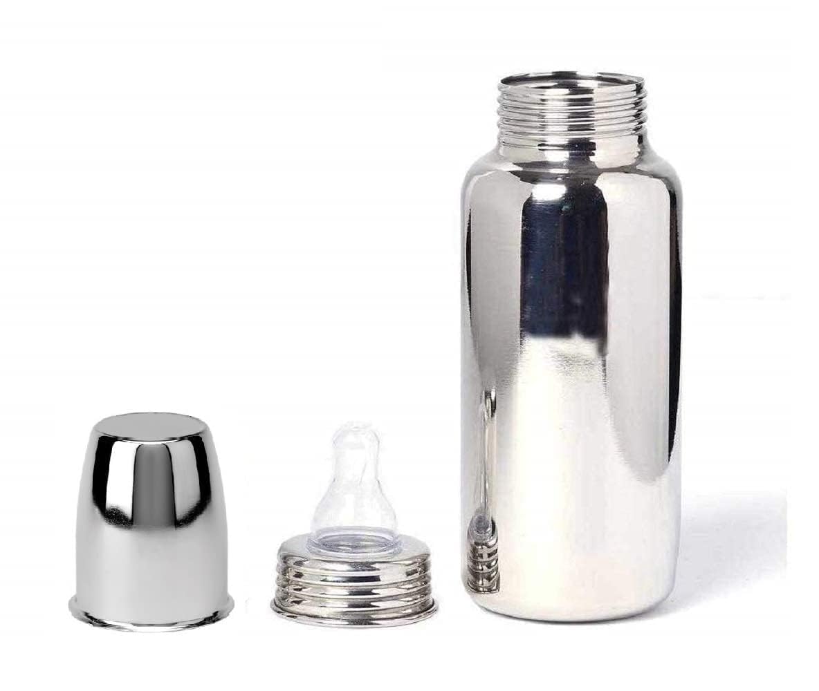 Silver Metal Baby Feeding Bottle