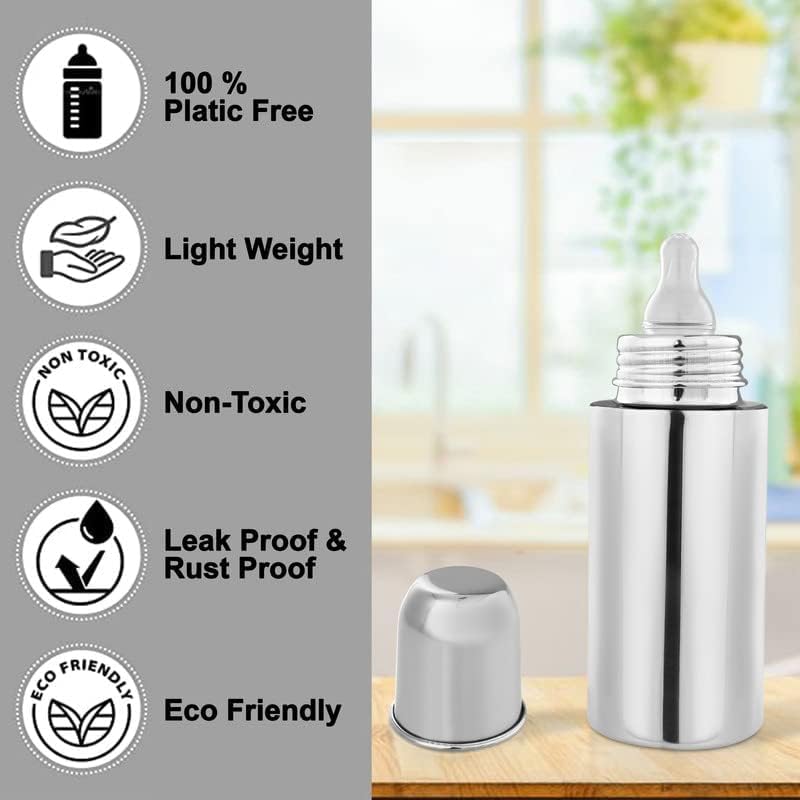Silver Metal Baby Feeding Bottle