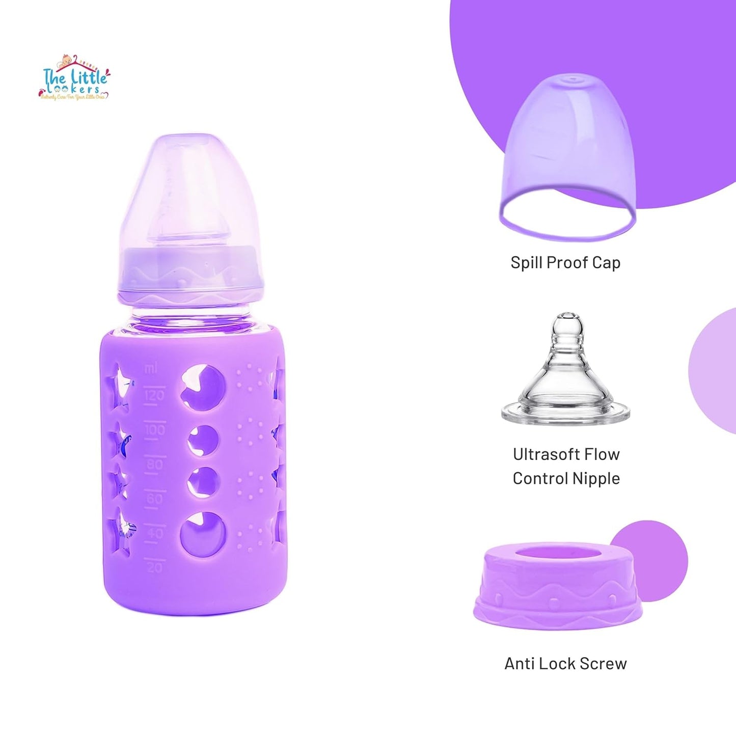 Purple Plastic Baby Feeding Bottle 120ml