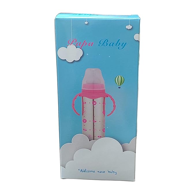 240ml Dark Pink & Blue Stainless Steel Baby Feeding Bottle