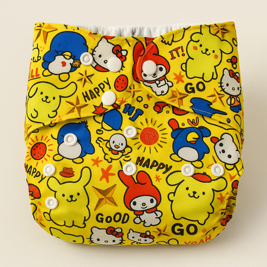 5 Layers Printed Yellow Baby Cloth Diapers
