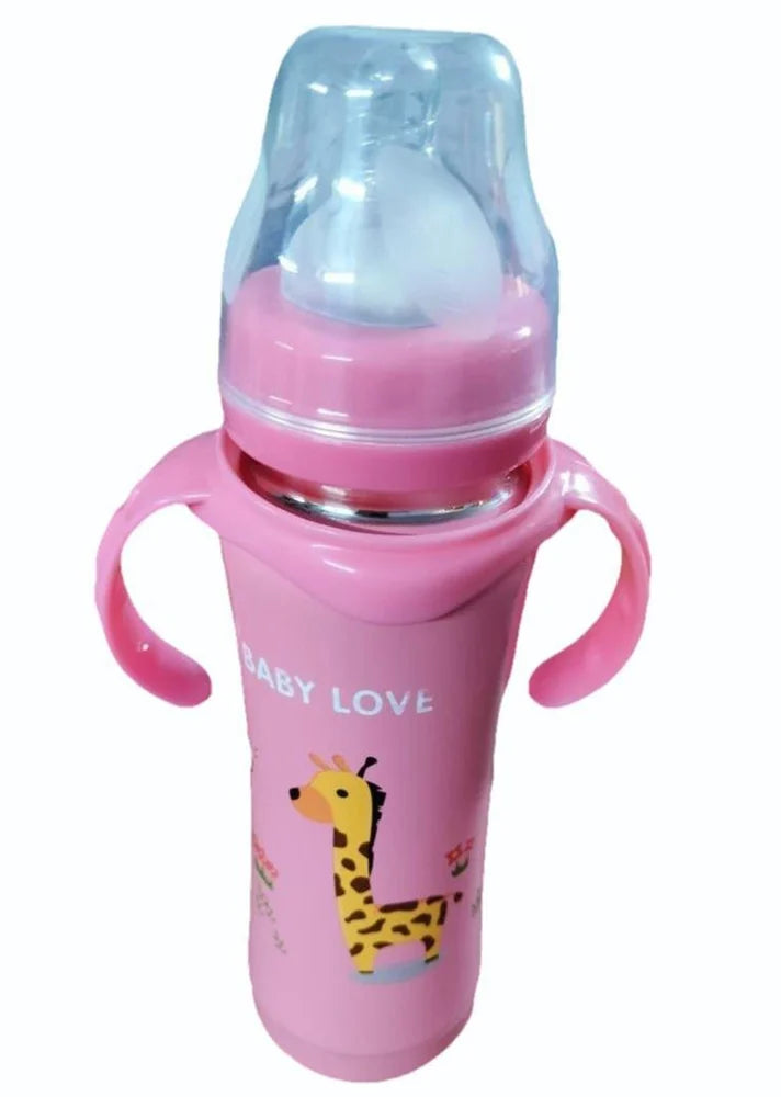 240ml Pink Plastic Baby Feeding Bottle