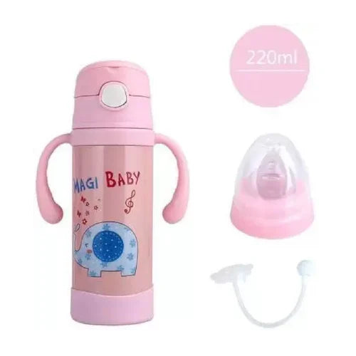 Pink Metal Baby Feeding Bottle 220ml